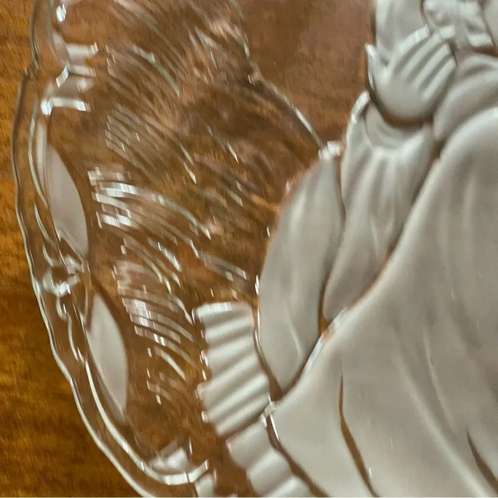 NIB MIKASA Madonna And Child Glass Frosted Serving Platter 15” Religious Holiday